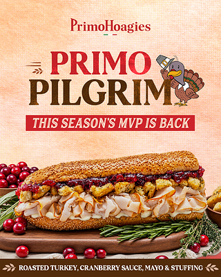 PrimoHoagies Welcomes Back The PrimoPilgrim Hoagie
